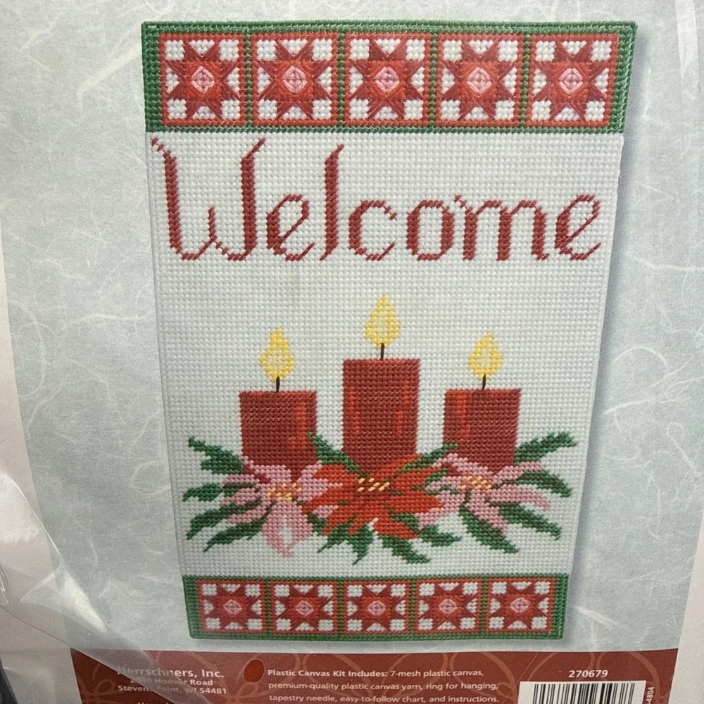 Herrschners Plastic Canvas Winter Welcome Wall Hanging 12 X 18